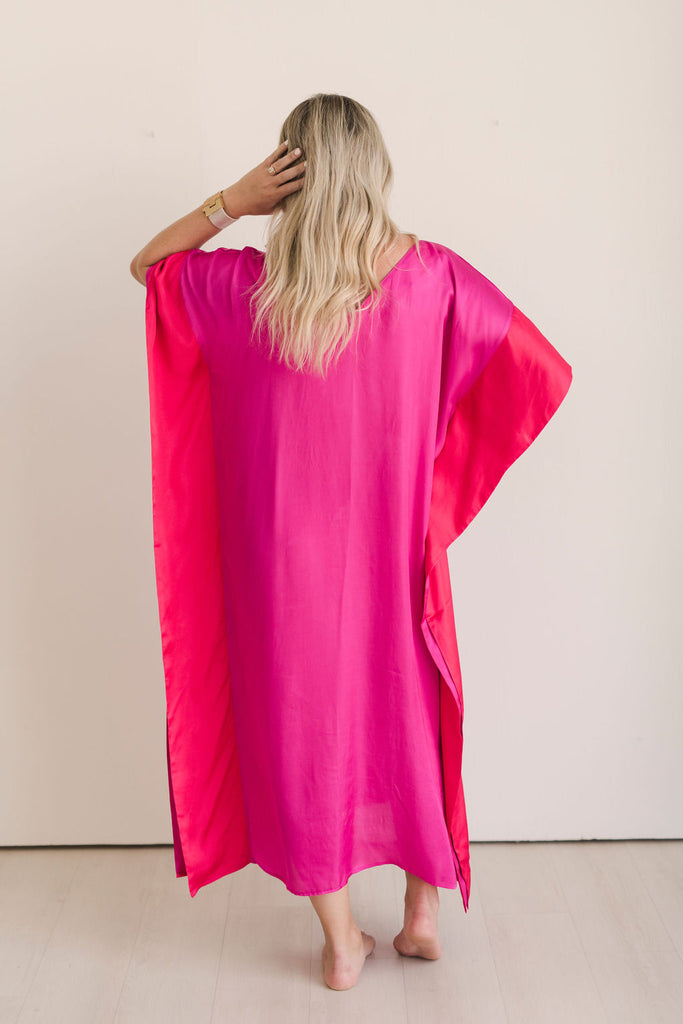 Nuichan Purple Caftan Dress Silk Cotton Kaftan C-4 Purple Valentines Dress,  Party Wear, Valentines Day